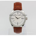 5ATM Waterproof Stainless Steel Automatic Watch with Leather Strap